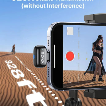Boya mini 2 wireless lavalier microphones for iphone and usb-c ai noise