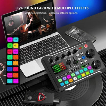 Facmogu f998 live sound card audio mixer