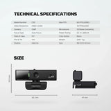 Fantech luminous c50 quad high-definition webcam 2k quad-hd support 60 fps & 3d