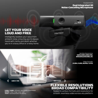 Fantech luminous c50 quad high-definition webcam 2k quad-hd support 60 fps & 3d