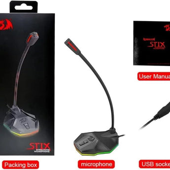 Redragon gm99 stix usb rgb gaming stream desktop microphone to to streaming