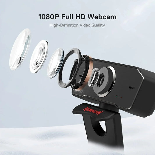 Redragon gw800 1080p pc webcam with built-in dual microphone 360° rotation