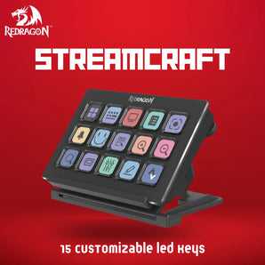 Redragon streamcraft 15 customizable led keys game controllers