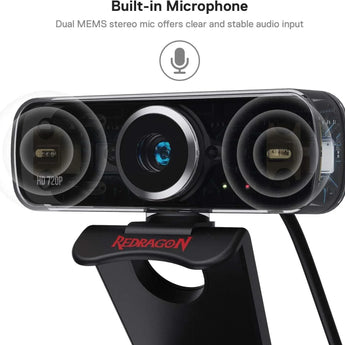 Redragon webcam gamer and streamer fobos 2 720p gw600-1 black webcams
