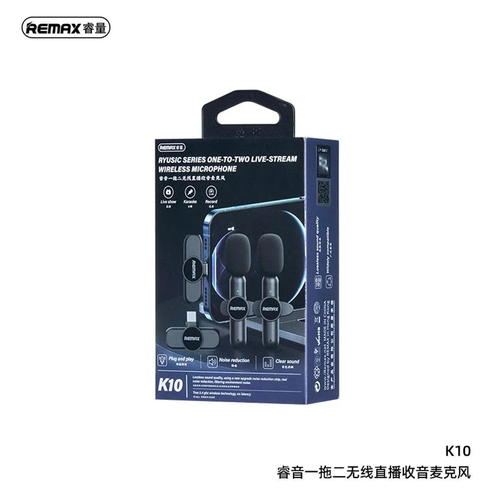 Remax one-to-two live-stream wireless microphone k10