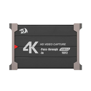 Redragon vc321 4k video capture card, usb 3.0 1080p 60fps video capture, 4k hdmi pass-through, zero-latency streaming, compatible with windows/mac, game capture for ps5, xbox, ns, dslr, obs