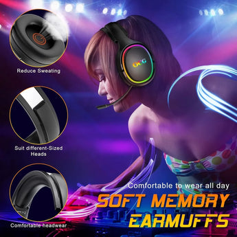 Ocg gaming headset 2.4ghz bluetooth wireless gaming headphones for ps5 ps4 pc