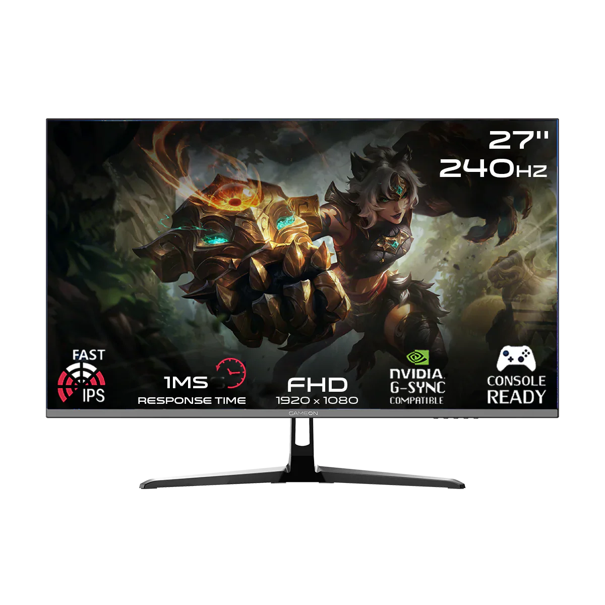 GAMEON GOESP27240IPS Esports Series 27" FHD, 240Hz, MPRT 0.5ms, HDMI 2.1, Fast IPS Gaming Monitor (Supports PS5) - Black.