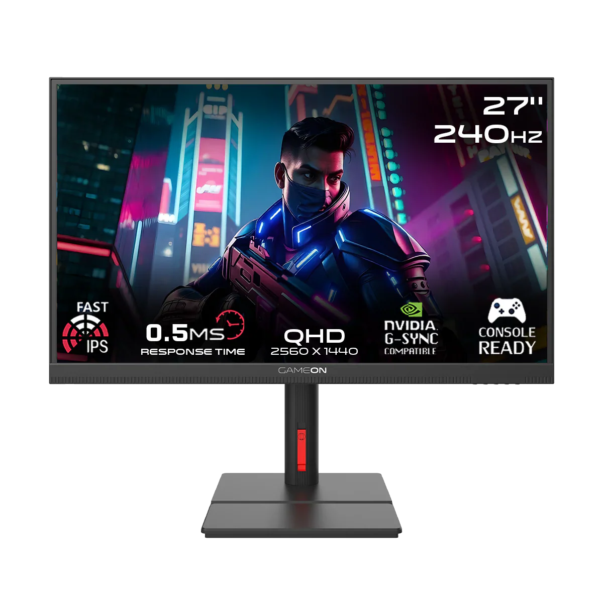 GAMEON GOML27QHD240IPS Midnight Signature Series 27" QHD, 240Hz, MPRT 0.5ms, HDMI 2.1, Fast IPS Mini LED Gaming Monitor (Supports PS5) - Black.