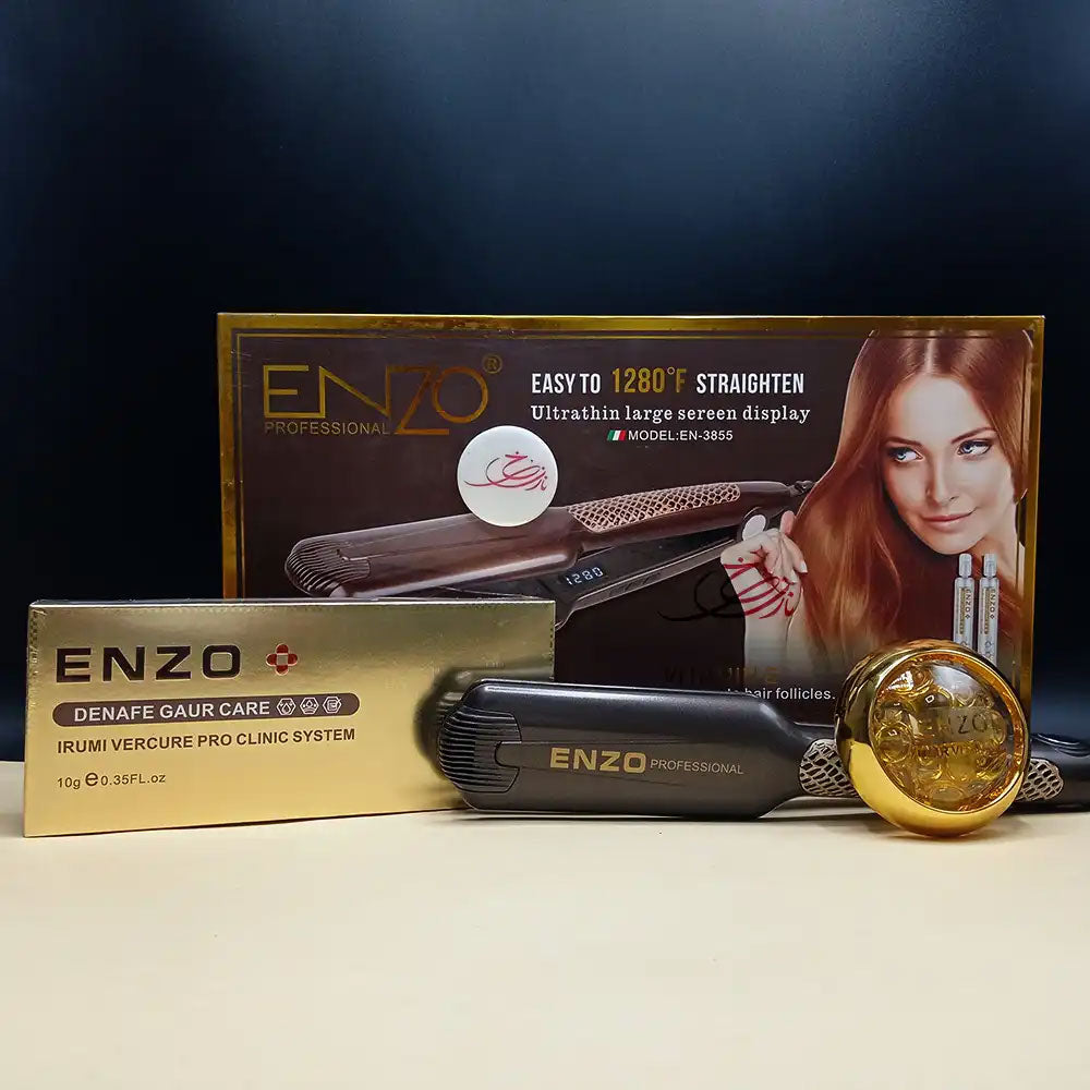 Enzo EN-3855 professional-grade hair straightener with Vitamin E - - Fun Touch Shop