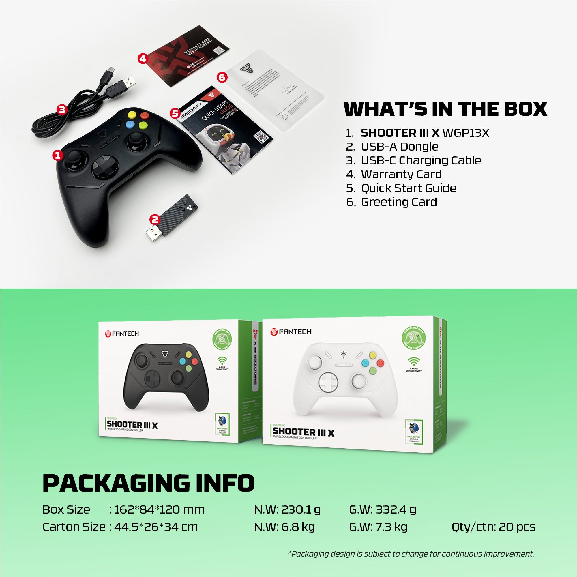 FANTECH WGP13X SHOOTER III X WIRELESS GAMING CONTROLLER WHITE - - Fun Touch Shop