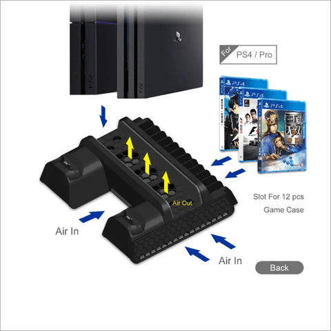 PS4 Slim Pro Multi-functional Charging & Cooling Stand