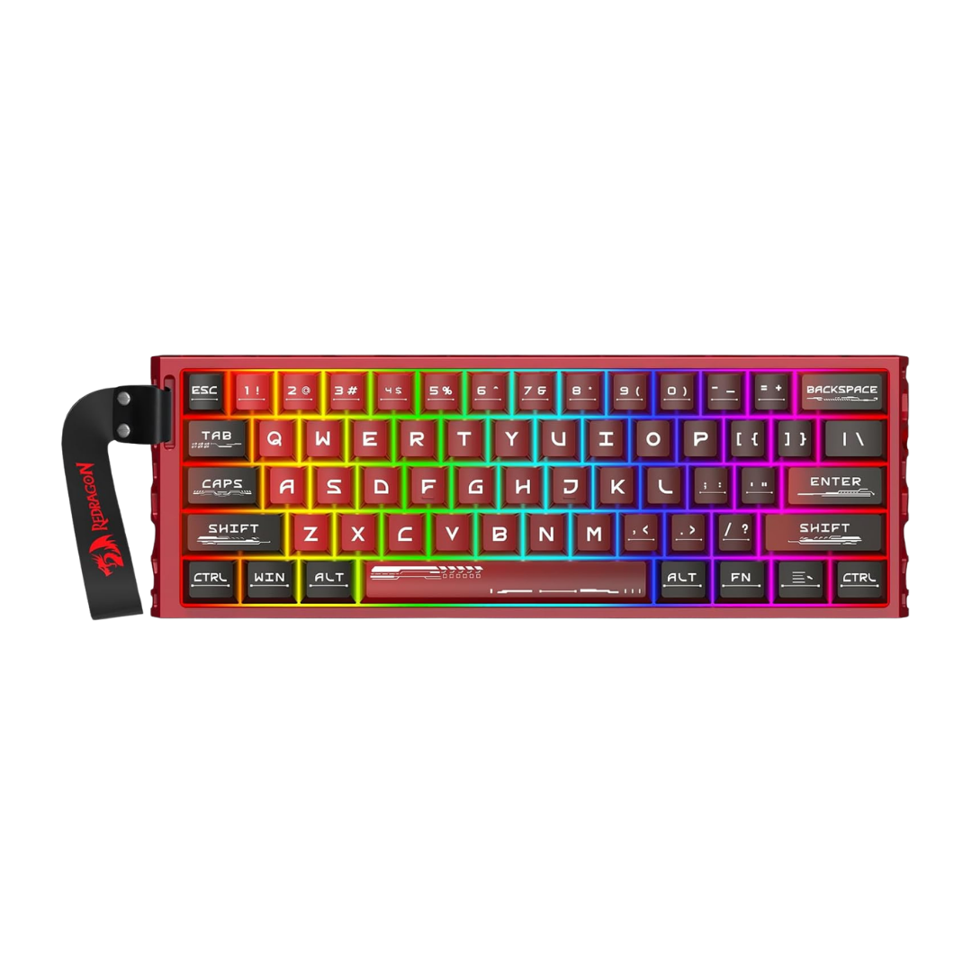 Redragon K753 HE Rapid Trigger Gaming Keyboard, 60% 61 Keys Wired Mechanical Keyboard w/Hype-Red Hollowed-Out Aluminum Base, Next-Gen UltraMag 100% POM Silky Rappid Trigger Magnetic Switch