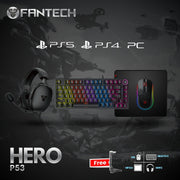 Fantech Hero Combo P53 keyboard and mouse and headset and mousepad + stand free - - Fun Touch Shop