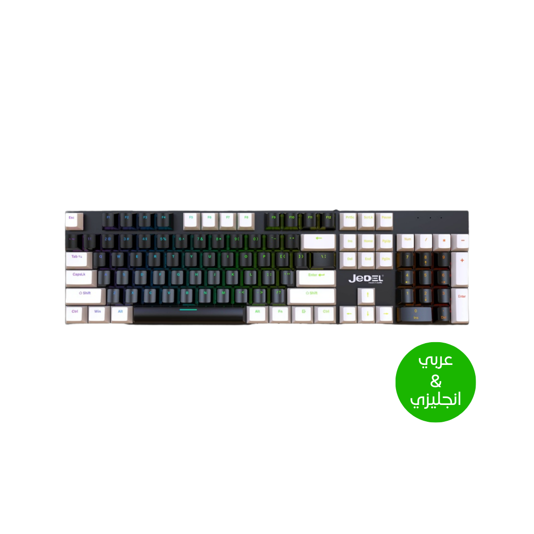 Jedel Full Size 104 Keys Wired Mechanical Keyboard with Blue Switch Metal Surface 8 Lighting Mode Gaming Keyboard - - Fun Touch Shop