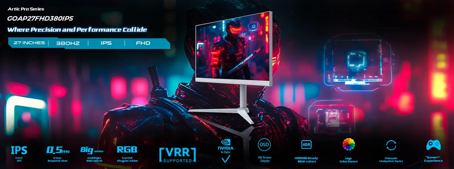 Gameon goap27fhd380ips artic pro series 27’’ fhd 380hz mprt 0.5ms hdmi 2.1 fast