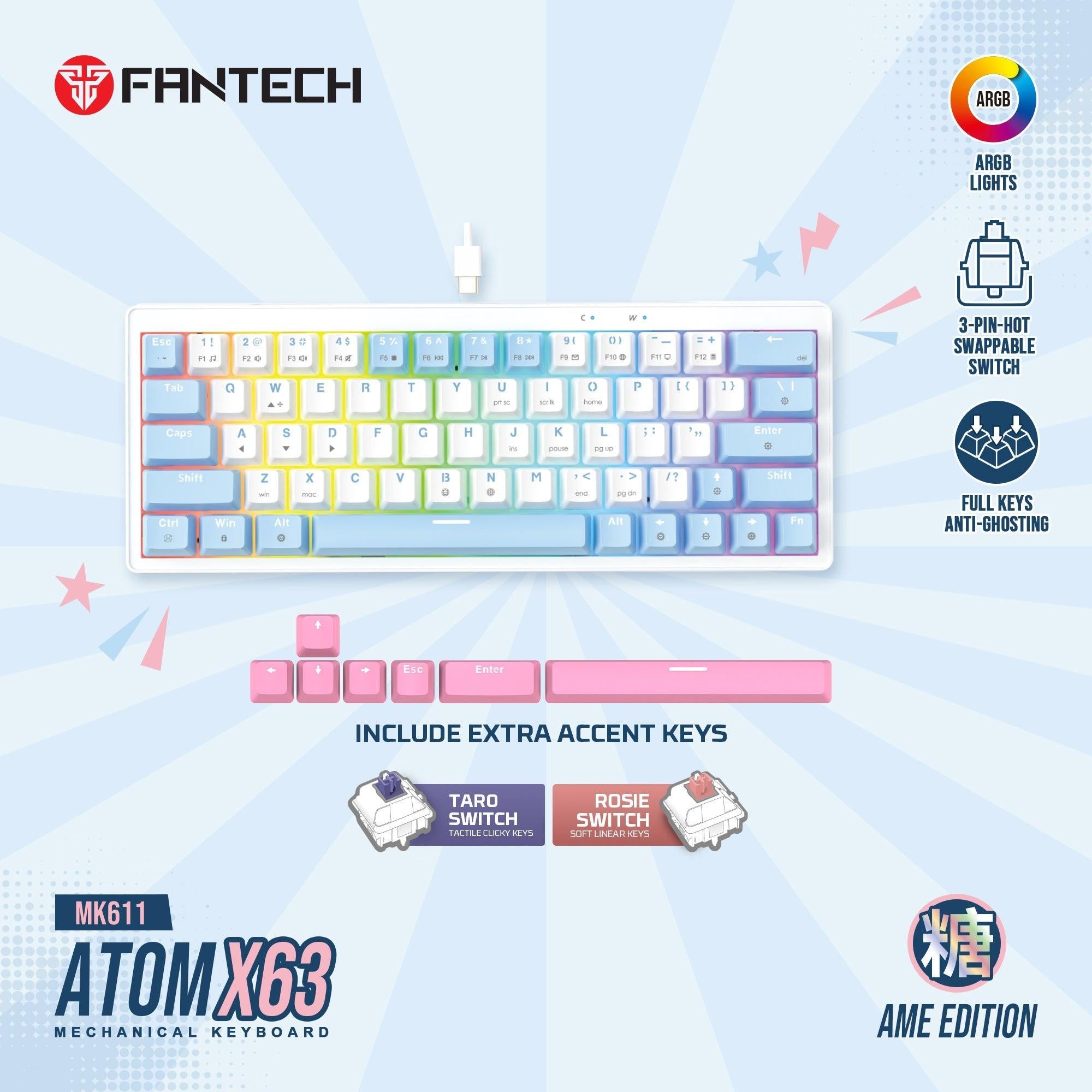 Fantech MK611 Atom X63 Ame Edition - White.