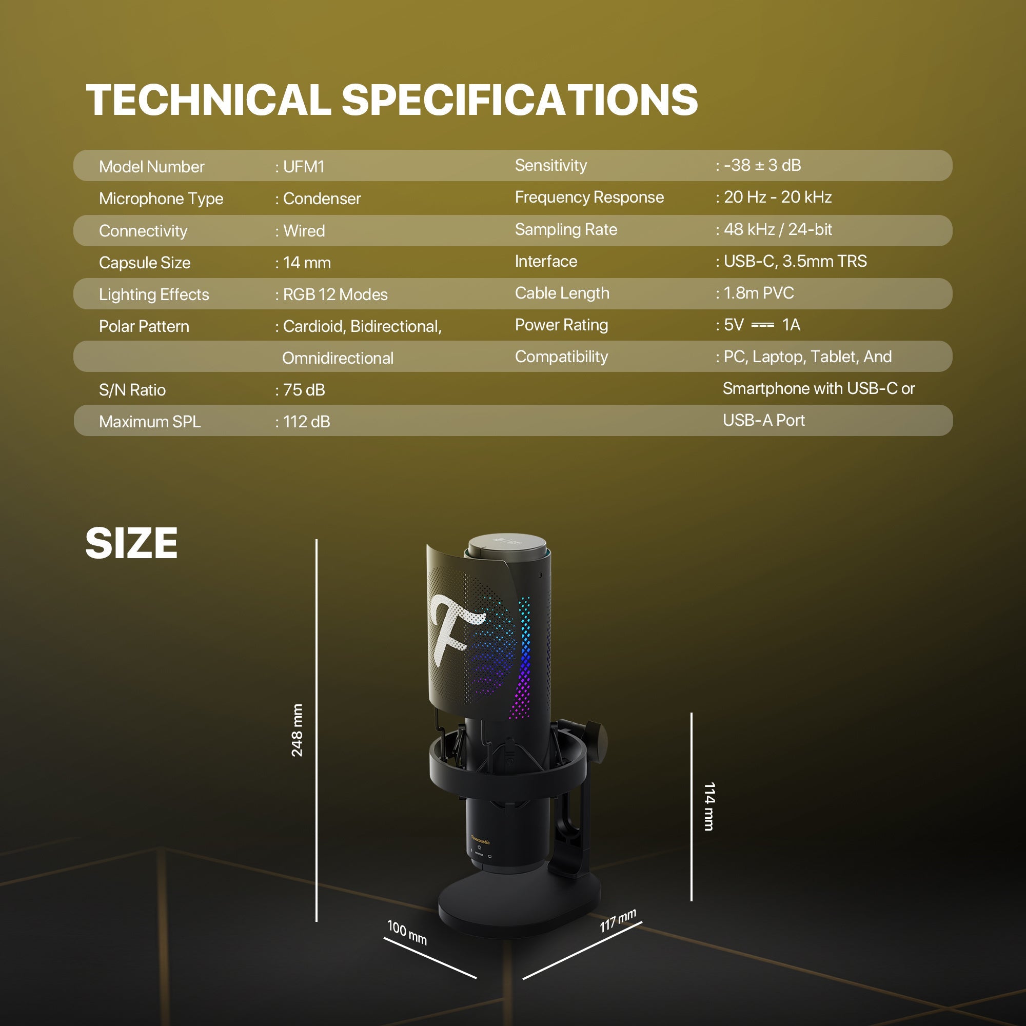 Fantech UFM1 Finecoustic SONARA Condenser Microphone - Fun Touch Jordan