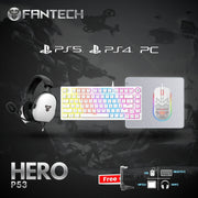 Fantech Hero Combo P53 keyboard and mouse and headset and mousepad + stand free - - Fun Touch Shop