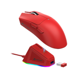 ATTACK SHARK X11 Lightweight Wireless Gaming Mouse with RGB Charging Dock,Tri-Mode-2.4G/USB-C Wired/BT,22K DPI,PAW3311 Optical Sensor,HUYU Switch, 5 programmable Buttons for PC/Mac(Red)