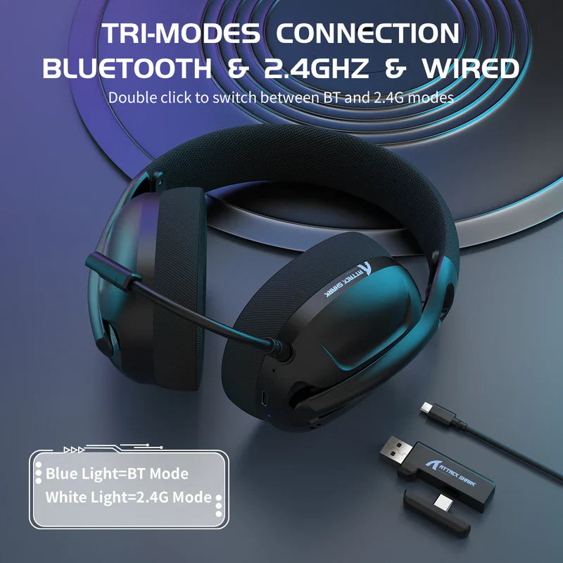 ATTACK SHARK L80 Ultra-Light Tri-Mode Gaming Headset.