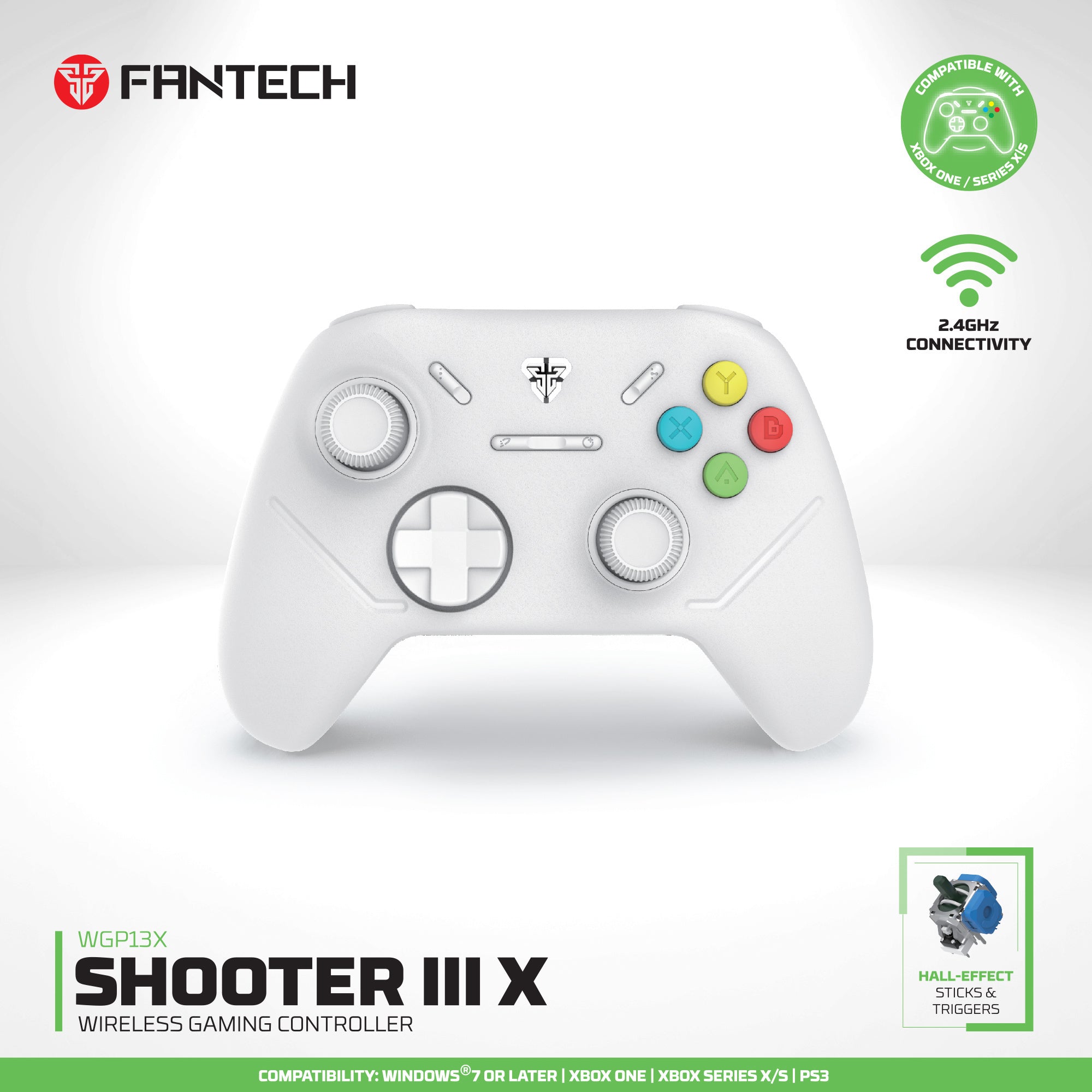 FANTECH WGP13X SHOOTER III X WIRELESS GAMING CONTROLLER WHITE - - Fun Touch Shop