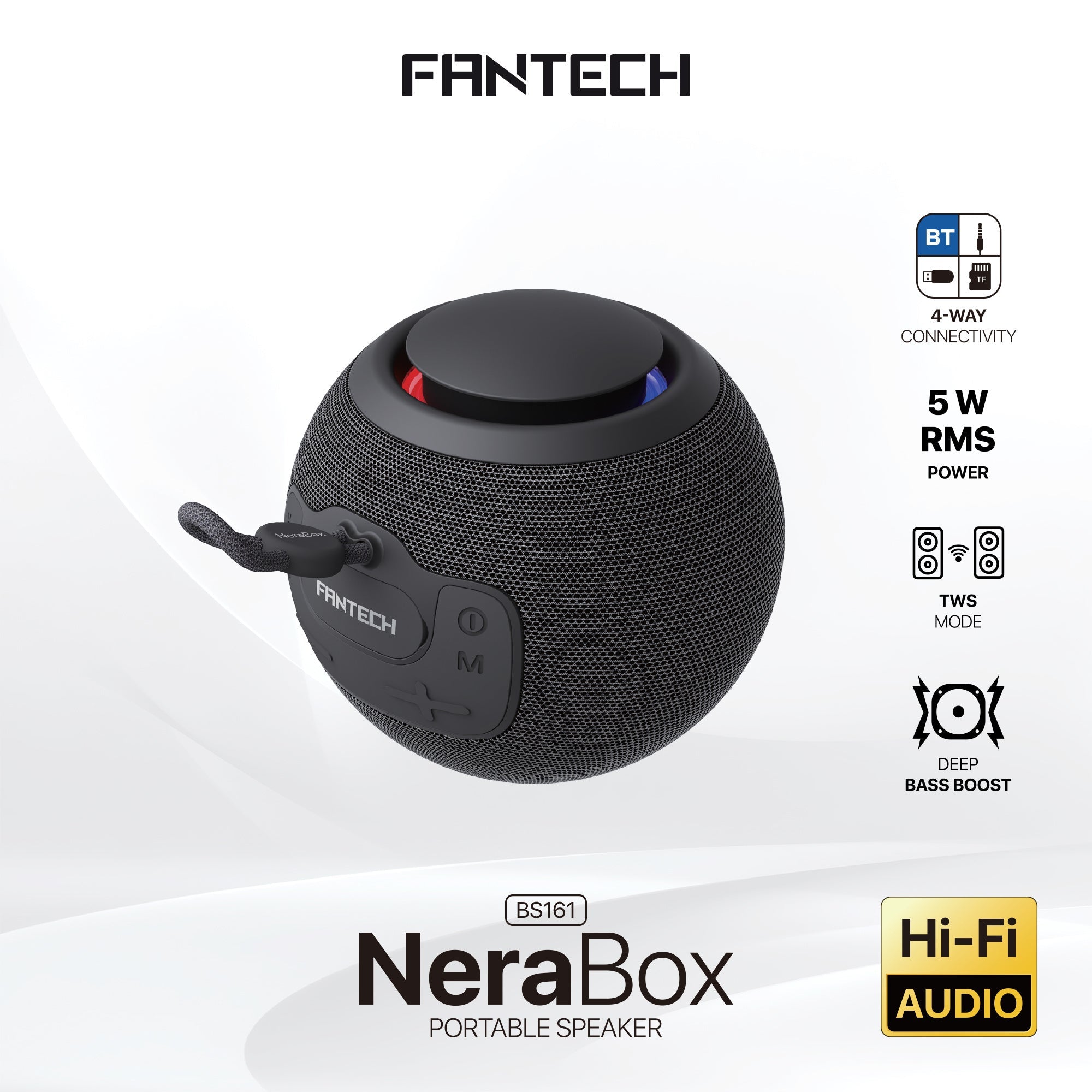 FANTECH BS161 Portable BT Wireless Speaker TWS 4-Way Connectivity TF Card Party Use Hands-Free Call RGB Mini Deep Bass Speakers - - Fun Touch Shop