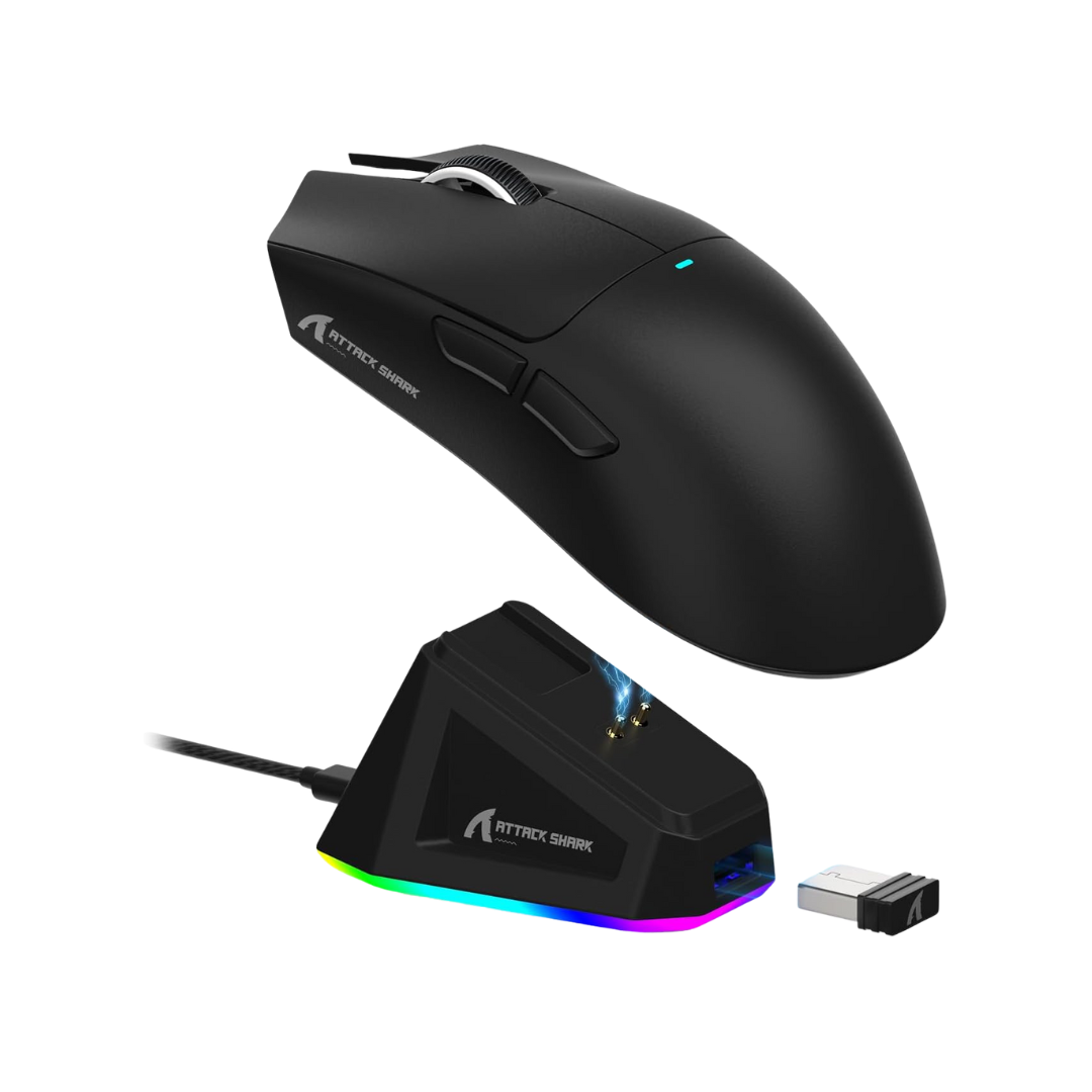 ATTACK SHARK X11 Lightweight Wireless Gaming Mouse with RGB Charging Dock,Tri-Mode-2.4G/USB-C Wired/BT,22K DPI,PAW3311 Optical Sensor,HUYU Switch, 5 programmable Buttons for PC/Mac(Black) - - Fun Touch Shop