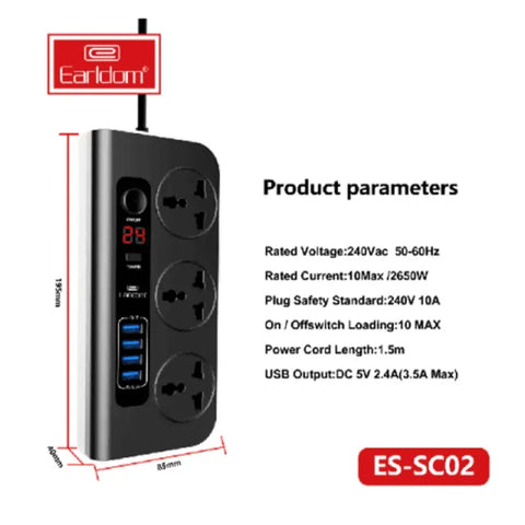 Earldom SC02 Digital Multifunctional Power Sockets