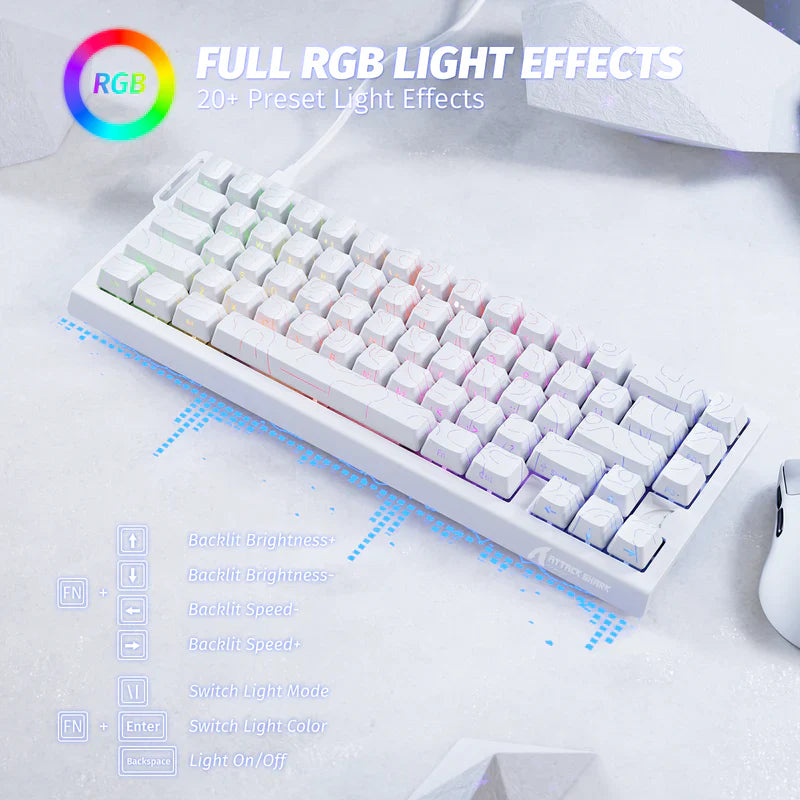 ATTACK SHARK X68 HE Rapid Trigger Mechanical Gaming Keyboard 60% Wired TKL with Adjustable Actuation,Hall Effect Magnetic Switch,8KHz Polling Rate,RGB Backlit,Top Mount for PC Mac Esport Gamer(White)) - - Fun Touch Shop
