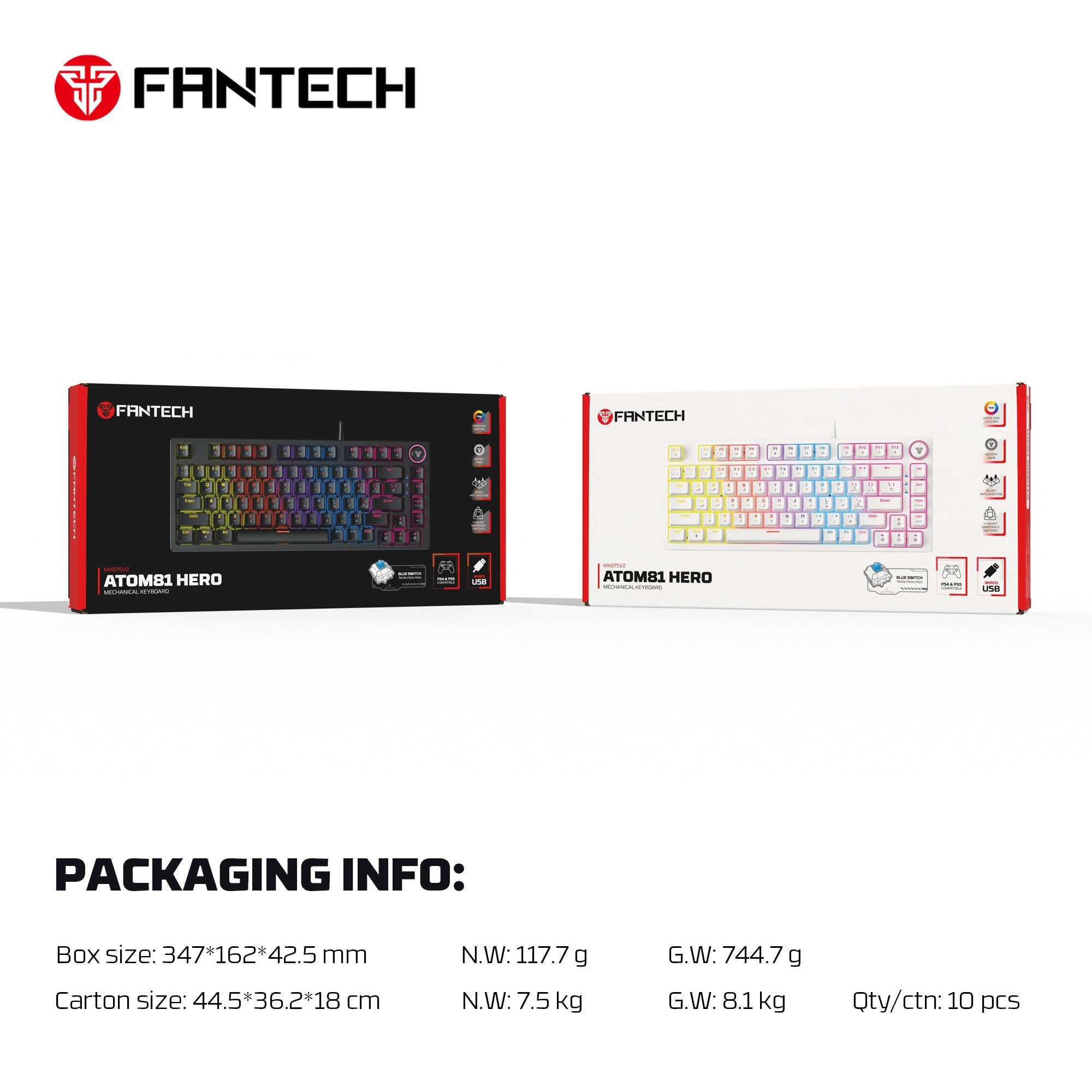 Fantech Hero MK875V2 Gaming Keyboard RGB (PS5 - PS4 - PC) - - Fun Touch Shop