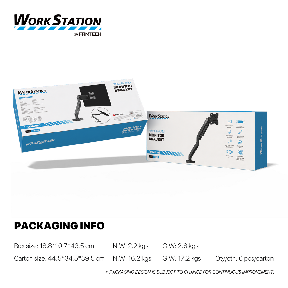 Fantech workstation mbs1 single-arm monitor mount 90 degree for 13’’ to 32’’ screen adjustable spring dual monitor arm