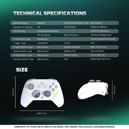 Fantech zenith pro wireless gamepad rgb multi-platform hall-effect game controller with charging dock - console