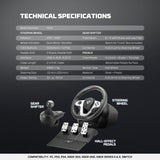 Fantech R1V2 Racing Steering Wheel | Dual-Motor Vibration | 270° / 900° Rotation | 15 Buttons + D-Pad | 6 Gears + Reverse | 3 Pedals (Clutch, Brake & Throttle) | PC Driving Wheel Set with Clutch and Shifter