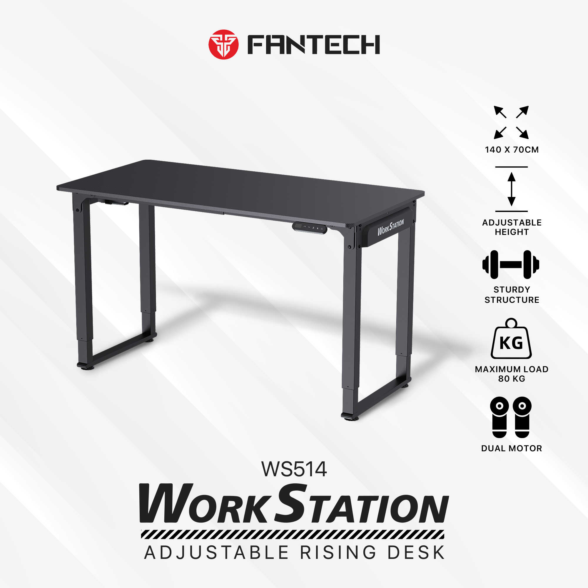 Fantech workstation ws514 adjustable rising gaming desk