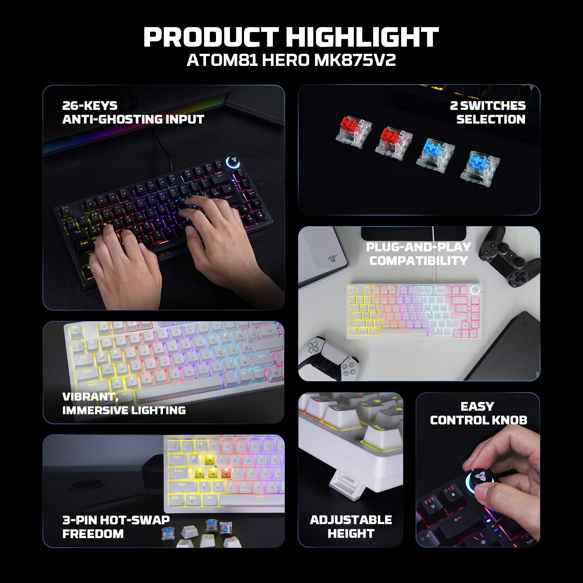 Fantech Hero MK875V2 Gaming Keyboard RGB (PS5 - PS4 - PC) - - Fun Touch Shop