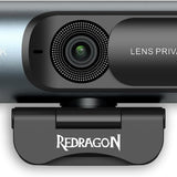 Redragon GW911 4K Webcam for PC, Ultra HD with Dual Noise-Cancelling Mic, PDAF Auto Focus, Auto Light Correction, Plug & Play, Privacy Cover – Works w/Zoom/Teams/Skype/Google Meet