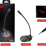 Redragon GM99 STIX USB RGB Gaming Stream Desktop Microphone to To Streaming, Podcasting,Studio Recording,YouTube,Skype for PC/Laptop - - Fun Touch Shop