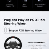 PXN A7 Racing wheel Gear Shifter, 6 +1 Shifter Metal disk with Handbrake Button and Shift Button for High & Low Gear Universal Includes DIN-USB, DIN-RJ11, DIN-DIN cables Shifter for PS4 /PS5/PC/XBOX