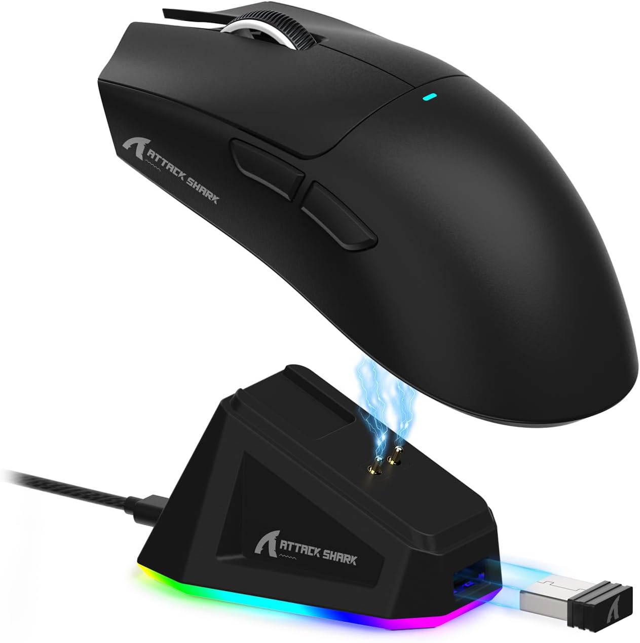 ATTACK SHARK X11 Lightweight Wireless Gaming Mouse with RGB Charging Dock,Tri-Mode-2.4G/USB-C Wired/BT,22K DPI,PAW3311 Optical Sensor,HUYU Switch, 5 programmable Buttons for PC/Mac(Black) - - Fun Touch Shop