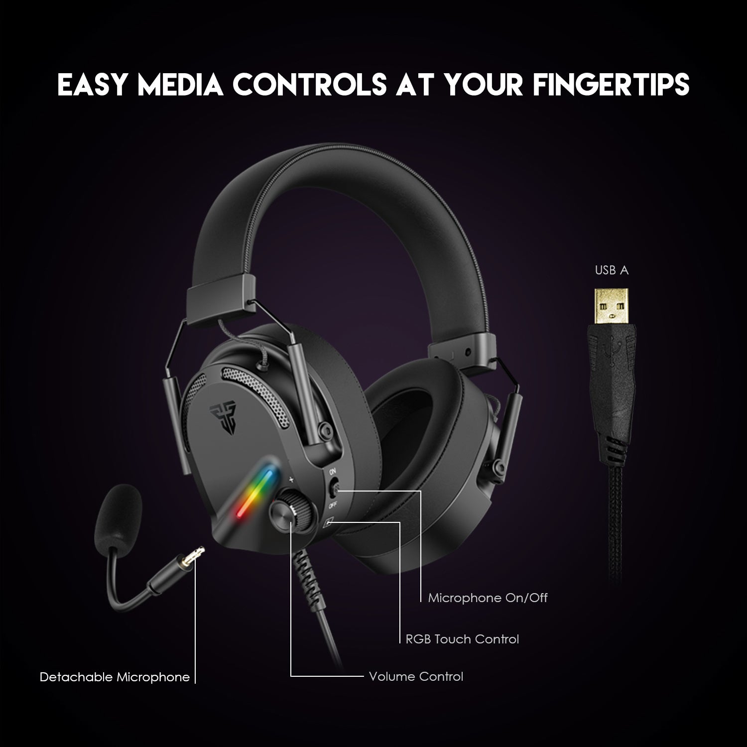 FANTECH HG30 CARBON 7.1 Surround Sound Gaming Headset Black - - Fun Touch Shop
