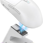 ATTACK SHARK X6 Lightweight Wireless Gaming Mouse with RGB Backlight Charging Base,Tri-Mode Wired/2.4GHz/BT5.2,26K DPI, PAW3395 Optical Sensor,HUANO Switch,5programmable Buttons,PC/Mac(White) - - Fun Touch Shop