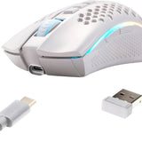 REDRAGON Mouse Gamer Storm Pro M808w-ks White Wireless, Honeycomb Shape, Wireless, 2.4GHz, USB Dongle/USB Wiring, 16000dpi - 8 Programmable Buttons