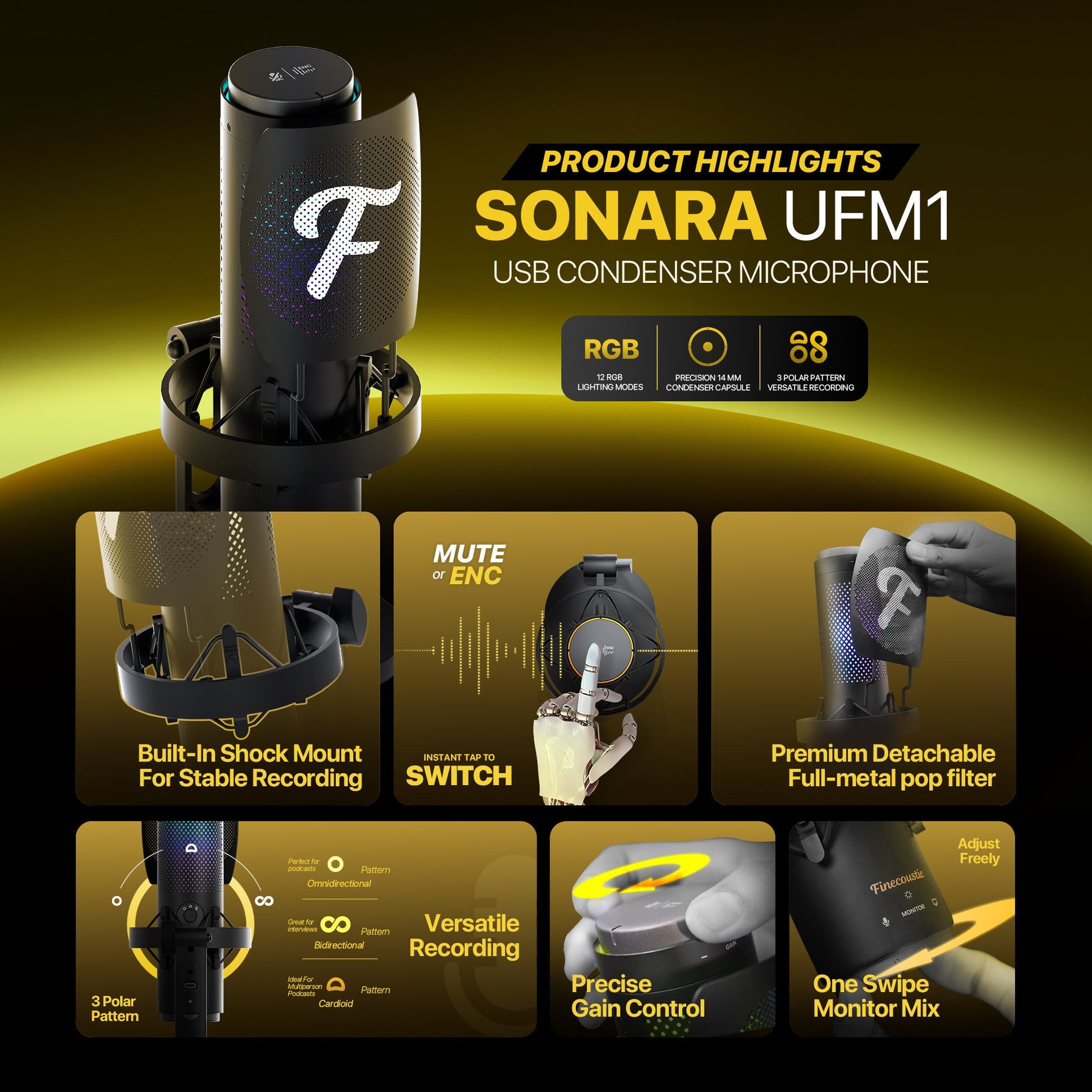 Fantech UFM1 Finecoustic SONARA Condenser Microphone - Fun Touch Jordan