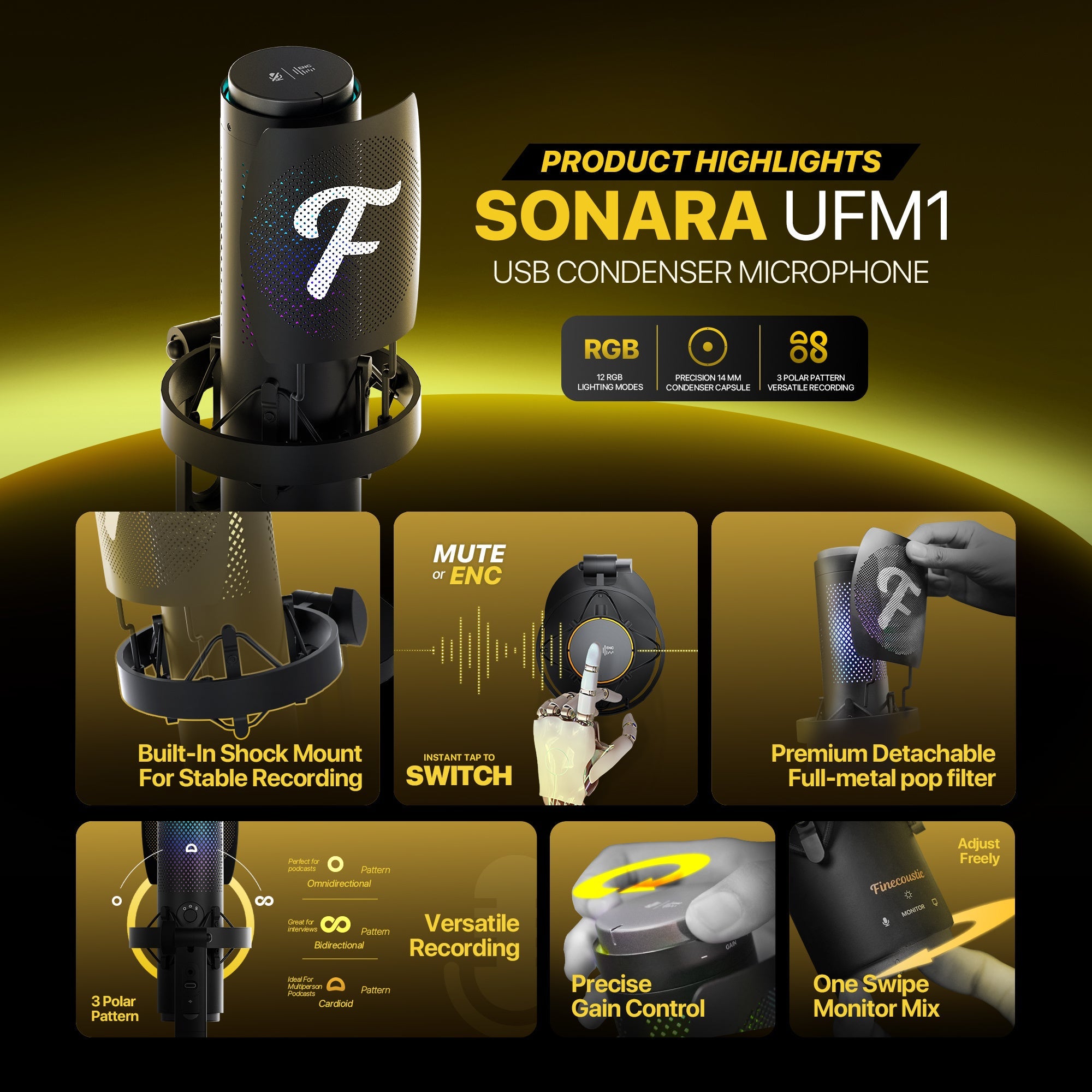 Fantech UFM1 Finecoustic SONARA Condenser Microphone - Fun Touch Jordan