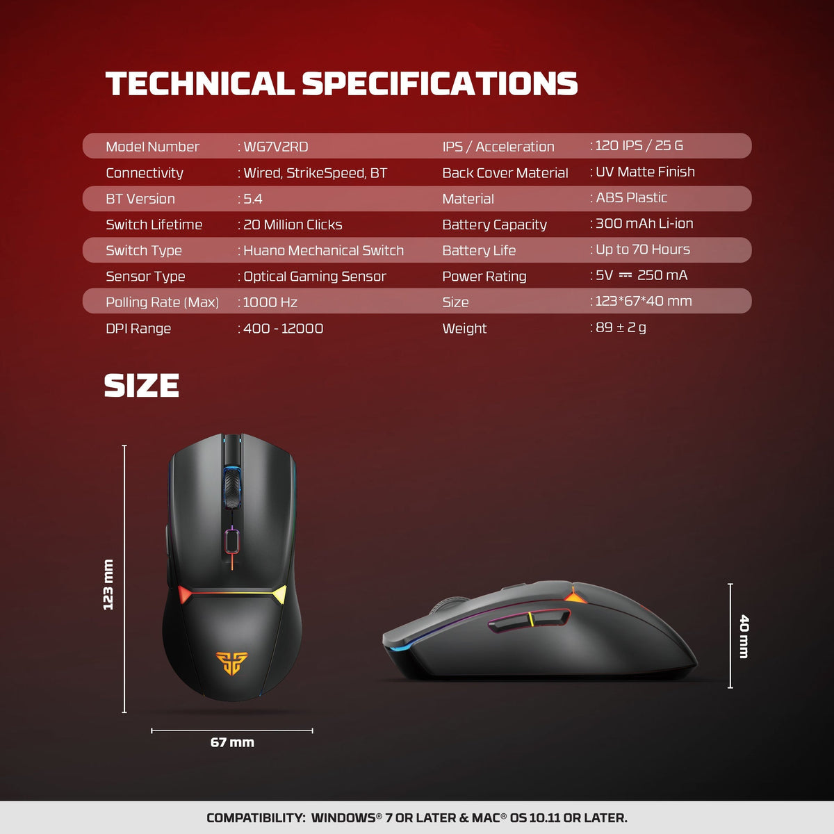Fantech wg7v2rd crypto ii wireless gaming mouse white