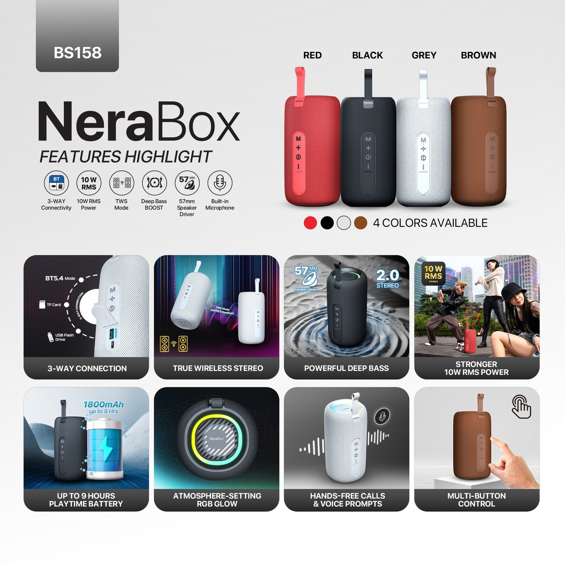 FANTECH BS158 NeraBox 10W RMS PORTABLE SPEAKER - - Fun Touch Shop