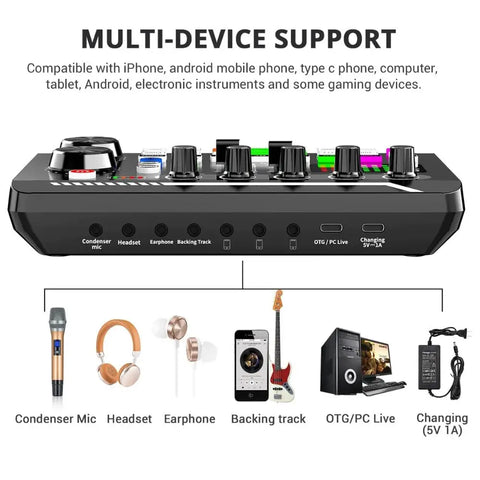 Facmogu F998 Live Sound Card Audio Mixer