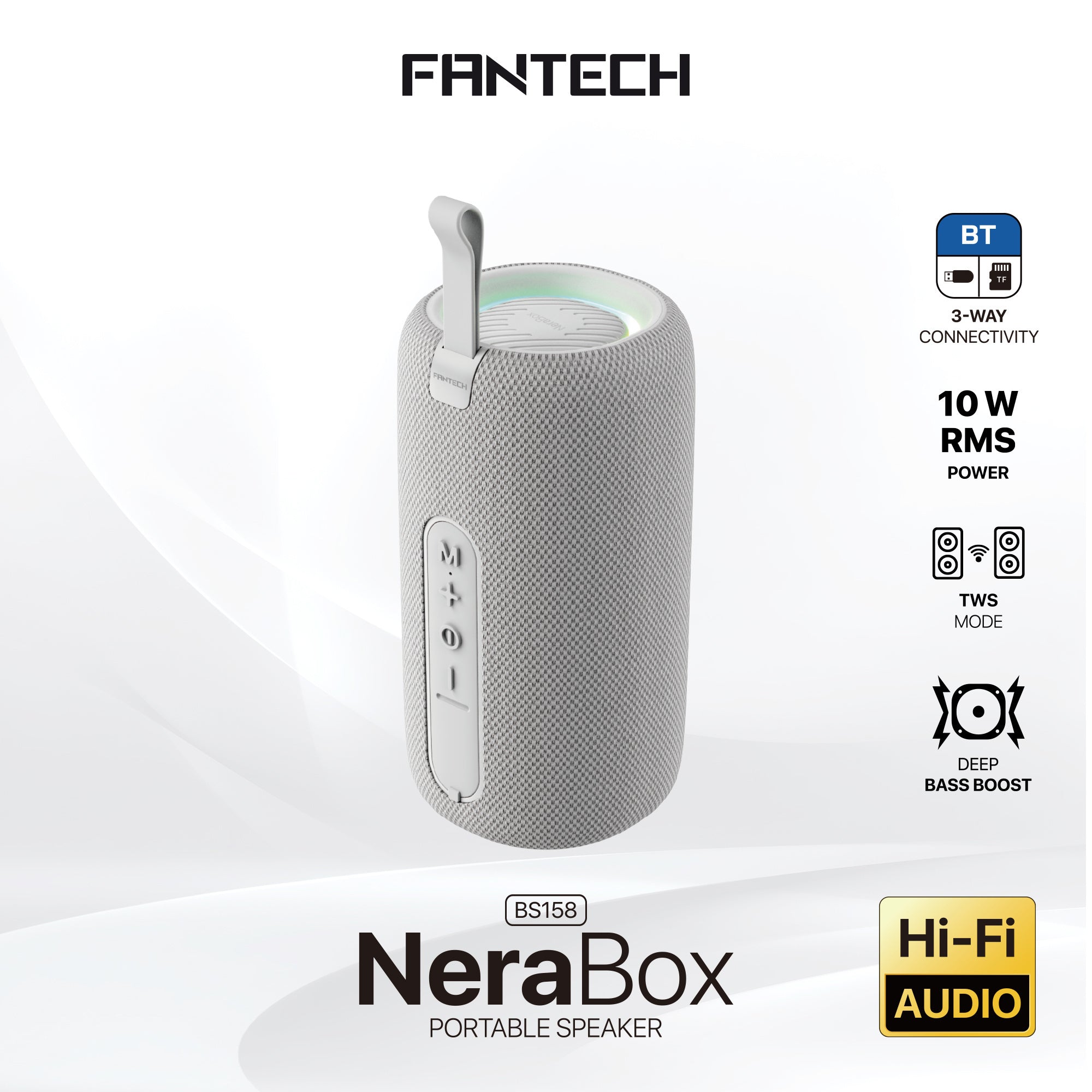 FANTECH BS159 True Wireless RMS Speaker TWS Deep Bass 10W 57mm Driver 4-Way Connectivity BT TF Card USB RGB Portable Speaker - Red - - Fun Touch Shop