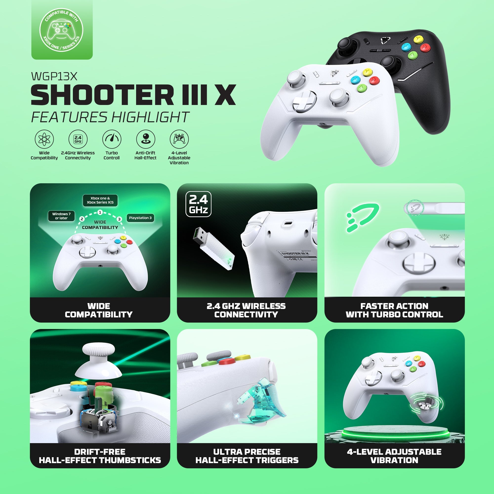 FANTECH WGP13X SHOOTER III X WIRELESS GAMING CONTROLLER BLACK - - Fun Touch Shop